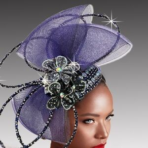 Chic Purple Fascinator with Sparkling Embellishments